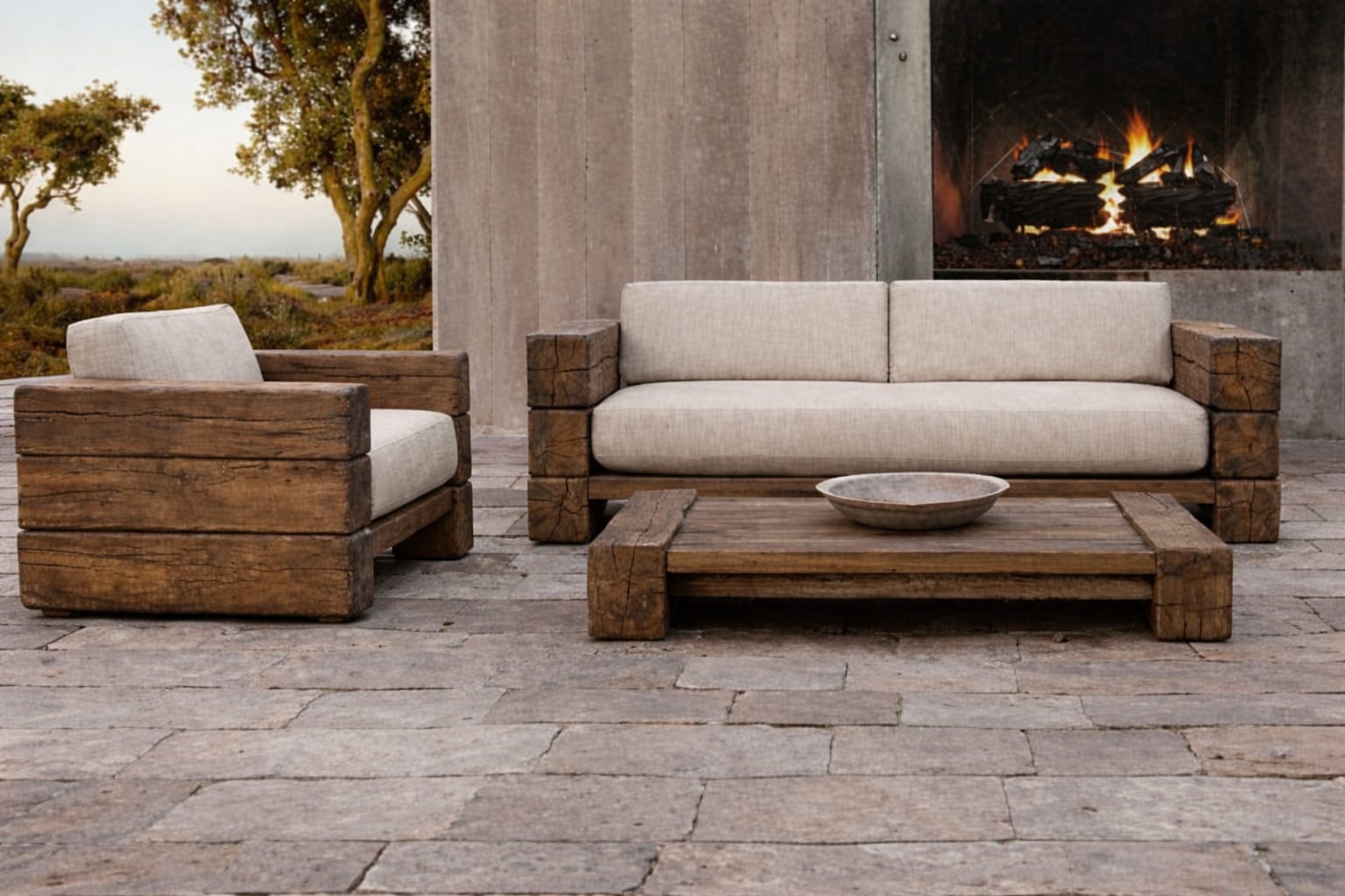 Conjunto de sofá exterior de madera de cedro