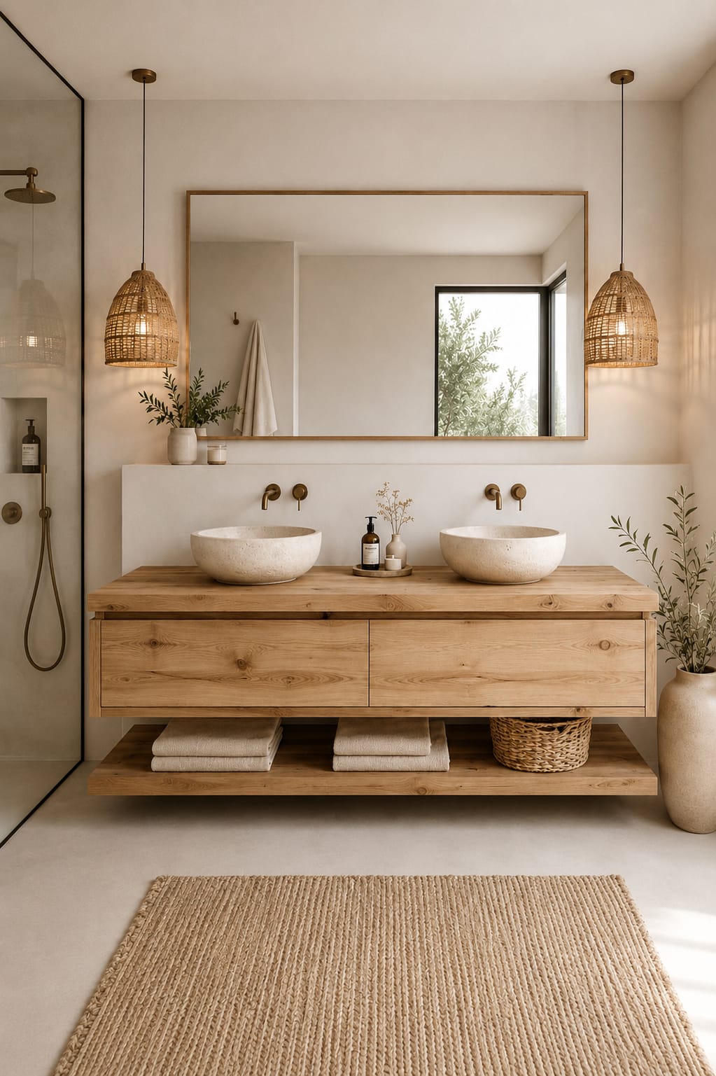 MUEBLE DE LAVABO DE MADERA NATURAL SUSPENDIDO NATURE
